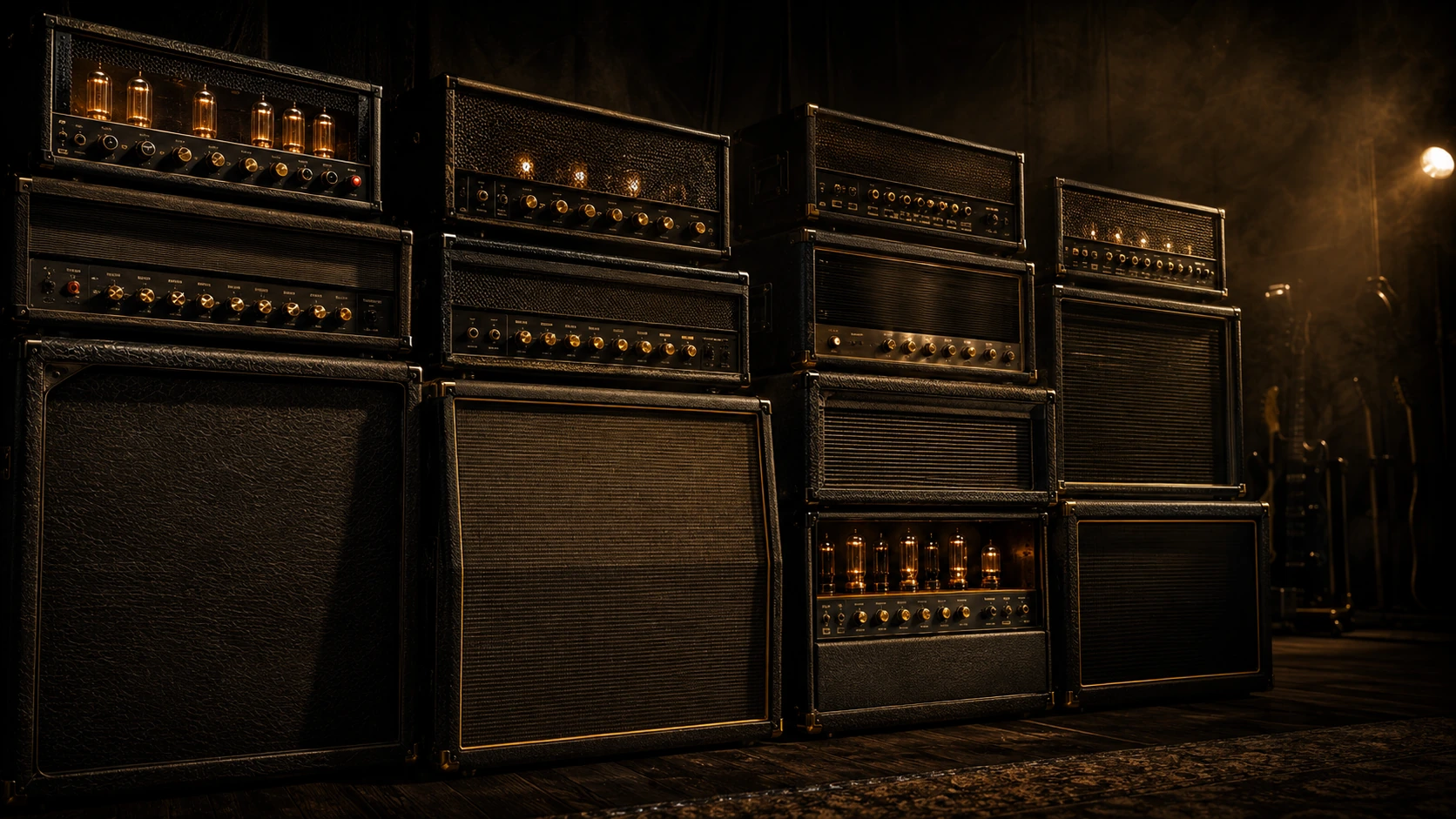 Professional guitar amplifier wall