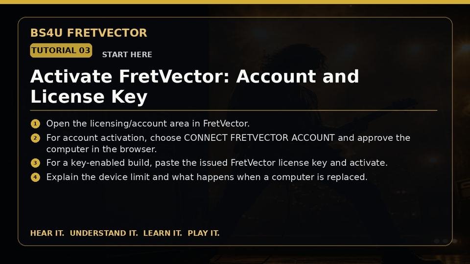 Activate FretVector: Account and License Key