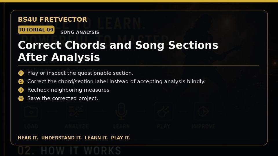 Correct Chords and Song Sections After Analysis